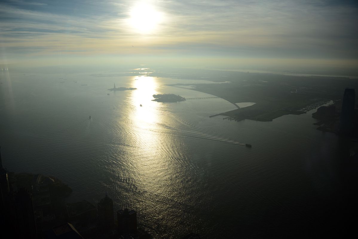 34 View Southwest To The Hudson River, Statue Of Liberty and Ellis Island From One World Trade Center Observatory Late Afternoon